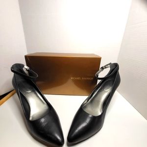 Michael Shannon leather high heel ankle strap shoes size 10